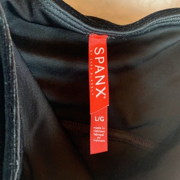 Spanx Leggings Women's‎ Large Black Velvet Stretch Elastic Waist Pull On 8206 - Picture 5 of 10